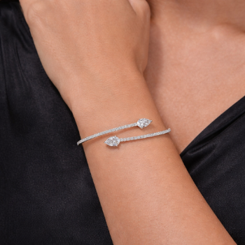 Lab-Grown Diamond Pear Cut Open Cuff Bracelet