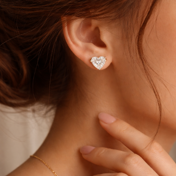 Lab-Grown Diamond Heart Solitaire Stud Earrings