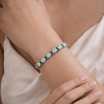 Lab-Grown Diamond & Emerald Accent Tennis Bracelet