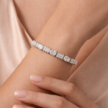 Lab-Grown Diamond Floral Cluster Tennis Bracelet