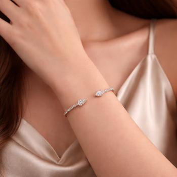 Lab-Grown Diamond Dual Pear Cut Open Bracelet