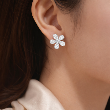 Lab-Grown Diamond Pear Floral Stud Earrings