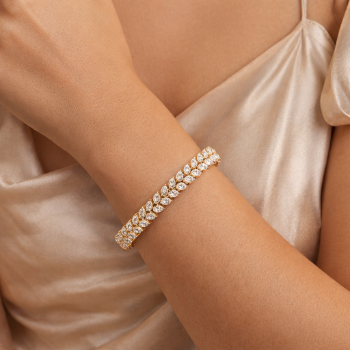 Lab-Grown Diamond Double Row Pear Cut Designer Bangle