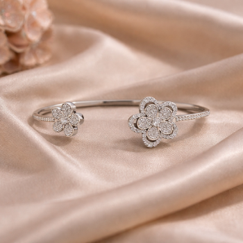 Lab-Grown Diamond Floral Motif Open Bracelet