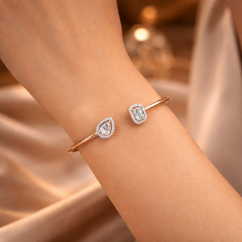 Lab-Grown Diamond Pear & Emerald Cut Open Cuff Bracelet