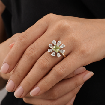 Princess Yellow Stone Lab-Grown Diamond Floral Ring