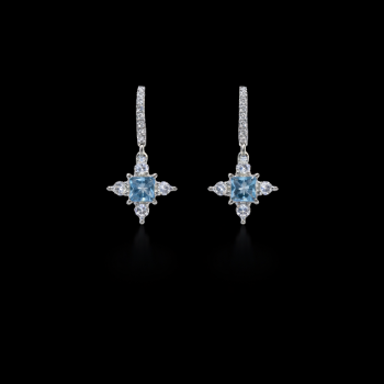 Lab-Grown Diamond Blue Color Square Drop Earrings