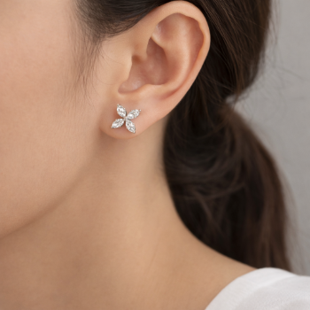 Lab-Grown Diamond Marquise Floral Stud Earrings