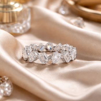 Lab-Grown Diamond Emerald & Pear Shape Eternity Band