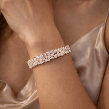Lab-Grown Diamond Pear & Round Brilliant Cluster Bracelet
