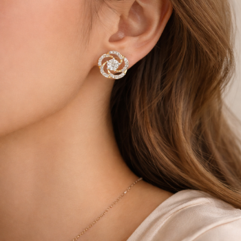 Lab-Grown Diamond Floral Swirl Stud Earrings