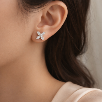 Lab-Grown Diamond Marquise Clover Stud Earrings