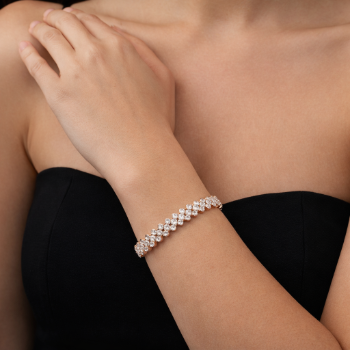 Bridal Lab-Grown Diamond Dual-Row Rose Gold Bracelet
