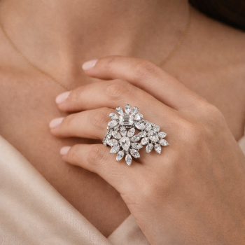 Lab-Grown Diamond Floral Cluster Statement Designer Ring