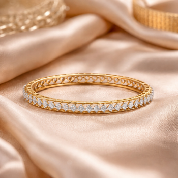 Lab-Grown Diamond Round Brilliant Filigree Designer Bangle