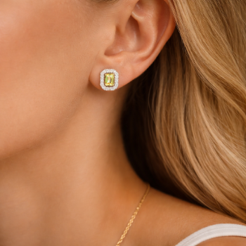 Lab-Grown Diamond Emerald-Cut Halo Stud Earrings