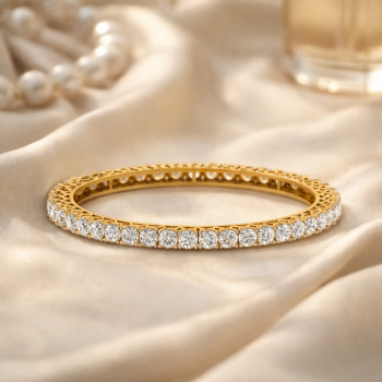 Lab-Grown Diamond Round Brilliant Eternity Bangle in Yellow Gold