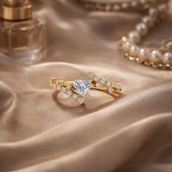 Lab-Grown Diamond Heart Shape Criss-Cross Designer Ring