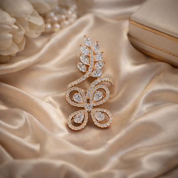 Leaf & Butterfly Design Marquise and Pear Shape Lab-Grown Diamond Pendant