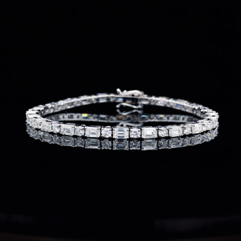 Lab-Grown Diamond Emerald & Round Cut Line Bracelet