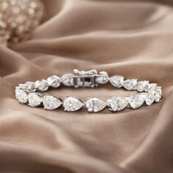 Bridal Lab-Grown Diamond Pear Cut Tennis Bracelet
