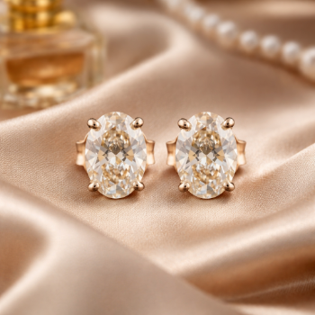 Lab-Grown Diamond Oval Solitaire Stud Earrings