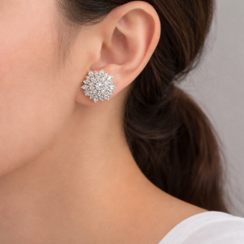 Lab-Grown Diamond Floral Cluster Stud Earrings