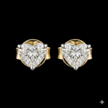 Lab-Grown Diamond Heart Solitaire Stud Earrings