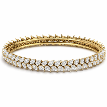 Lab-Grown Diamond Double Row Pear Cut Designer Bangle