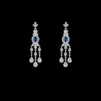 Lab-Grown Diamond Oval Color Stone Bridal Drop Earrings