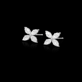 Lab-Grown Diamond Marquise Floral Stud Earrings