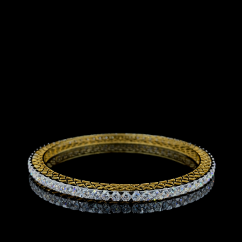 Lab-Grown Diamond Round Brilliant Textured Designer Bangle