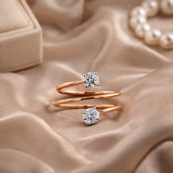 Lab-Grown Diamond Dual Solitaire Spiral Ring (Rose Gold)