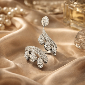 Lab-Grown Diamond Pear Drop Wrap Designer Ring