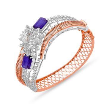 Rich Blue Sapphire  Diamond Bracelet in 14k Two Tone Gold