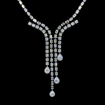 Lab-Grown Diamond Multi-Layer Princess & Emerald Cut Drop Necklace