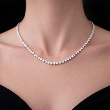 Lab-Grown Round Cut Diamond Bezel Set Tennis Necklace