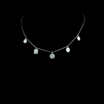 Lab-Grown Multi Shape Diamond Charm Drop Necklace