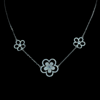 Lab-Grown Round Diamond Floral Design Necklace