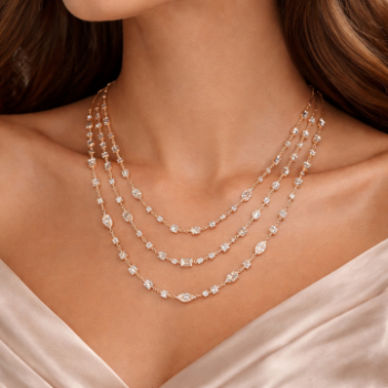 Lab-Grown Multi Shape Diamond Triple Layer Necklace