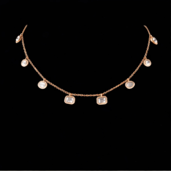 Lab-Grown Multi Shape Diamond Bezel Charm Necklace