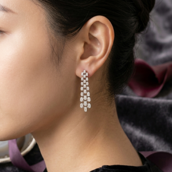 Lab-Grown Diamond Vertical Cluster Drop Earrings