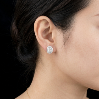 Lab-Grown Diamond Oval Halo Stud Earrings