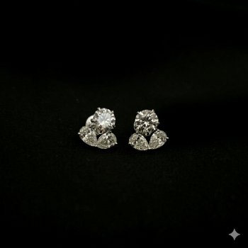Lab-Grown Diamond Round & Pear Cluster Stud Earrings