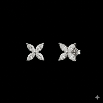 Lab-Grown Diamond Marquise Clover Stud Earrings