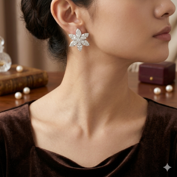 Lab-Grown Diamond Floral Cluster Stud Earring