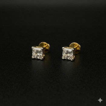 Lab-Grown Diamond Princess Cut Solitaire Stud Earrings
