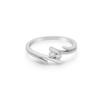 Minimalist Duo Daimond Ring in 14K White Gold