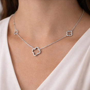 Lab-Grown Diamond Clover Charm Necklace