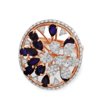 Sapphire and Diamond Cascade Ring